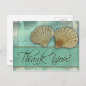 Aqua blauw bedankt - met zeeschelpen briefkaart (Voorkant / Achterkant)