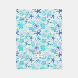 Aqua-blauw-blauwgroen waterverf gemengd ontwerp va fleece deken