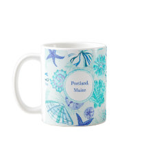 Aqua-blauw-blauwgroen waterverf seashell-w/douanen