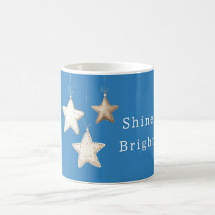 Aqua Blauw Crème Ivoor Bruin Sterren Koffiemok