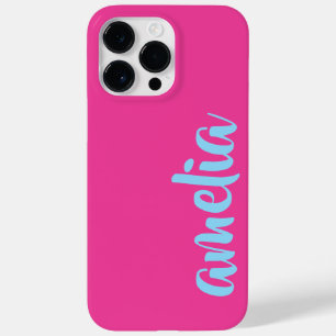 Aqua blauw custom name script roze I Phone Case