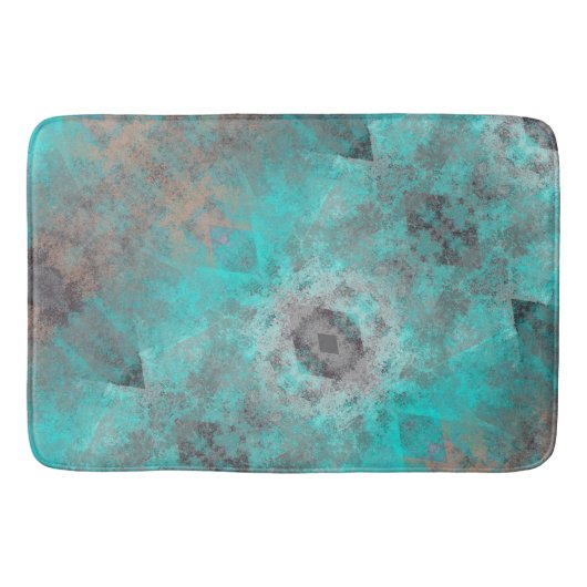 Aqua blauw en grijs decoratief badmat (Voorkant)