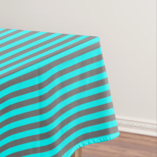 Aqua Blauw en Grijs Streep Tafelkleed