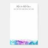 Aqua blauw en paarse waterverf splash border post-it® notes (Voorkant)