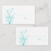 Aqua Blauw en Wit Bloemen Plaatskaarten Plaatskaartje (Voorkant / Achterkant)