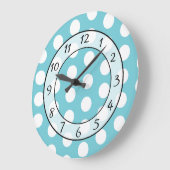 Aqua Blauw en Wit  Stippen Fantasie Klok (Hoek)