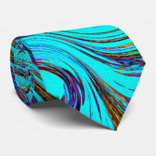 Aqua Blauw en Zwarte Groovy Abstracte Retro Kunst Stropdas