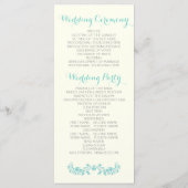 Aqua blauw gebladerte lijst huwelijksprogramma programma (Achterkant)