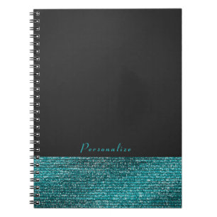 Aqua Blauw & Grijs Moderne Glam Sequins Elegante C Notitieboek