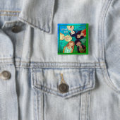 Aqua blauw groen Women's Day Button (In situ)