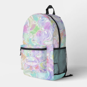 Aqua Blauw Lime Groen Roze Paars Kunst Patroon Bedrukte Rugzak