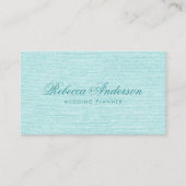 Aqua blauw linnen chic trendy  script visitekaartje (Voorkant)