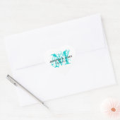 Aqua Blauw Monogram Bruiloft Stickers Hart Vorm (Envelop)