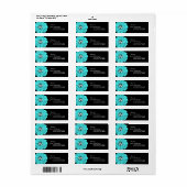 Aqua Blauw Monogram Daisy Bruiloft Etiket (Full Sheet)