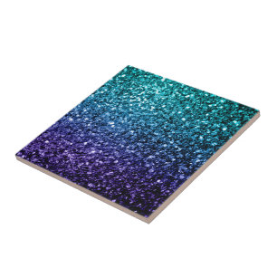 Aqua blauw Ombre nepschittertje glinstert Tegeltje