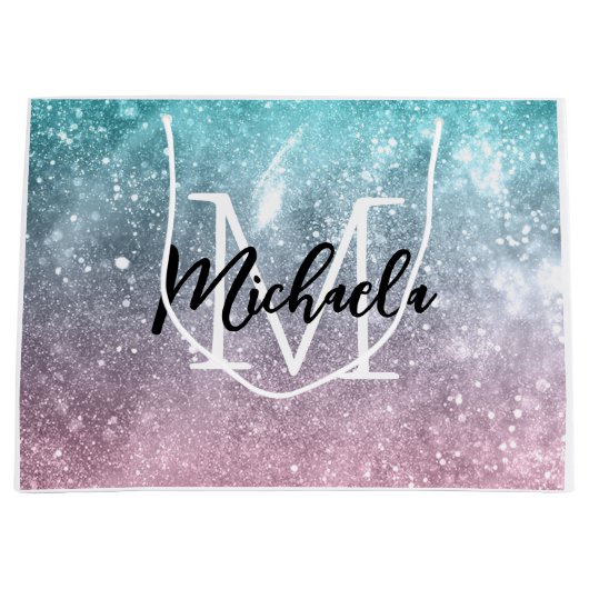 Aqua blauw Roze ombre zee sterrenstelsel abstract Groot Cadeauzakje (Voorkant)