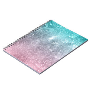 Aqua blauw Roze ombre zee sterrenstelsel abstract Notitieboek