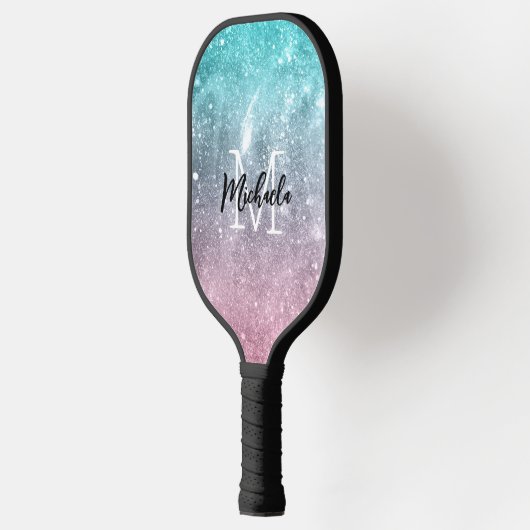 Aqua blauw Roze ombre zee sterrenstelsel abstract Pickleball Paddle (Links)