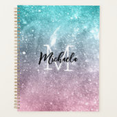 Aqua blauw Roze ombre zee sterrenstelsel abstract  Planner (Voorkant)