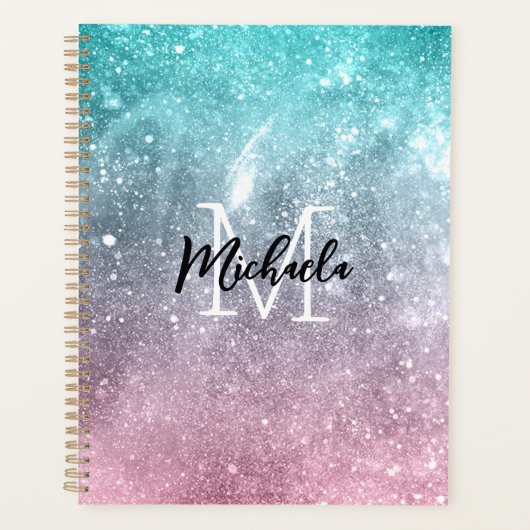 Aqua blauw Roze ombre zee sterrenstelsel abstract  Planner (Voorkant)