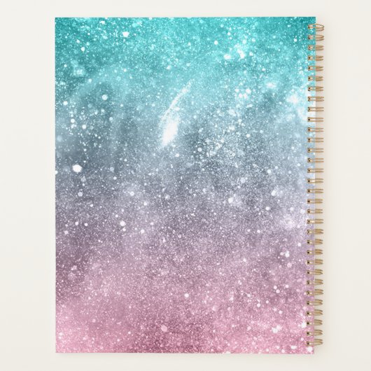 Aqua blauw Roze ombre zee sterrenstelsel abstract  Planner (Achterkant)