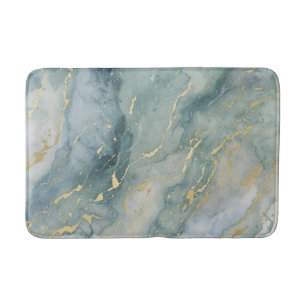 Aqua Blauw Salie Groen Goud Abstracte Print Badmat