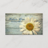 Aqua Blauw Schuur Hout Wit Daisy Bloemist Visitekaartje (Voorkant)