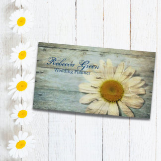 Aqua Blauw Schuur Hout Wit Daisy Bloemist Visitekaartje
