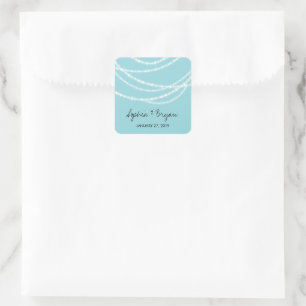 Aqua Blauw Stijlvolle Sprankelende Lichten Klassie Vierkante Sticker