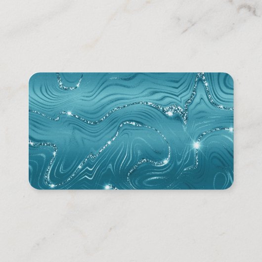 Aqua Blauw Turquoise Marmeren Trouwtafel Nummer Plaatskaartje (Achterkant)