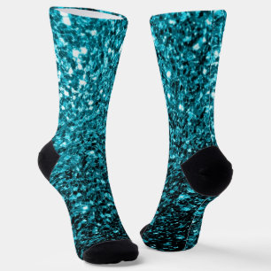 Aqua blauw Turquoise nepschittert glinstert Sokken