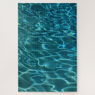 Aqua Blauw Waterpatroon, rimpelende oceaan golven Legpuzzel