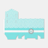 Aqua blauw, wit chevron zigzag patroon bruiloft bedankdoosjes (Uitgevouwen)