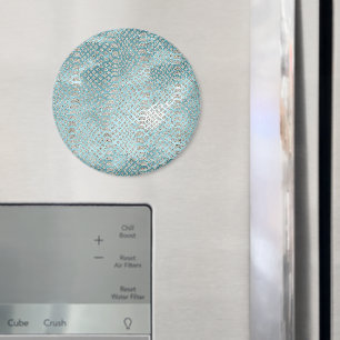Aqua Blauw Zilver Slangenprint   Magneet