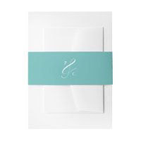 Aqua Blauwe Ampersand Monogram Uitnodiging Buikban