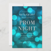 Aqua Blauwe Bokeh Lichten Zilver Bal Gala Hoogste Kaart (Voorkant)