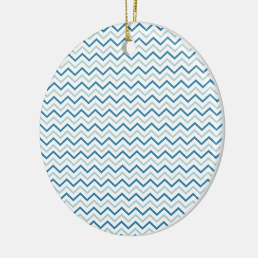 Aqua Blauwe Chevron Patroon Keramisch Ornament (Links)
