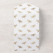 Aqua Blauwe en Gouden Bloemige Trouw All In One Uitnodiging (Buitenkant)