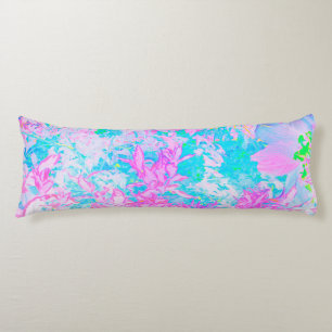 Aqua Blauwe en Heet Roze Hortensia Landschap Lichaamskussen