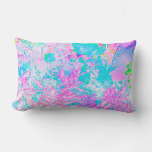 Aqua Blauwe en Hot Pink Hortensia Landschap Kussen