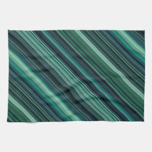 Aqua Blauwe en Teal Strepen Theedoek