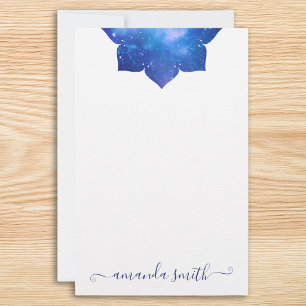Aqua Blauwe Galactische Mandala Briefpapier