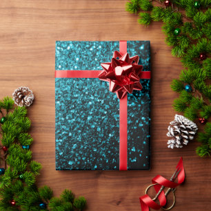 Aqua blauwe glanzende nepschittertjes glinsteren cadeaupapier