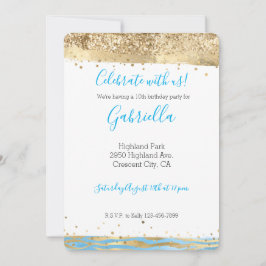 Aqua Blauwe Gouden Glitter Confetti Dierenprint Kaart