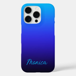 Aqua Blauwe Indigo en Zwarte Ombre iPhone 16 Pro Hoesje