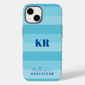 Aqua Blauwe Kleurenblokken Douane Monogram Case-Mate iPhone Case (Achterkant)