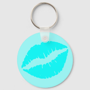 Aqua Blauwe Kus Sleutelhanger