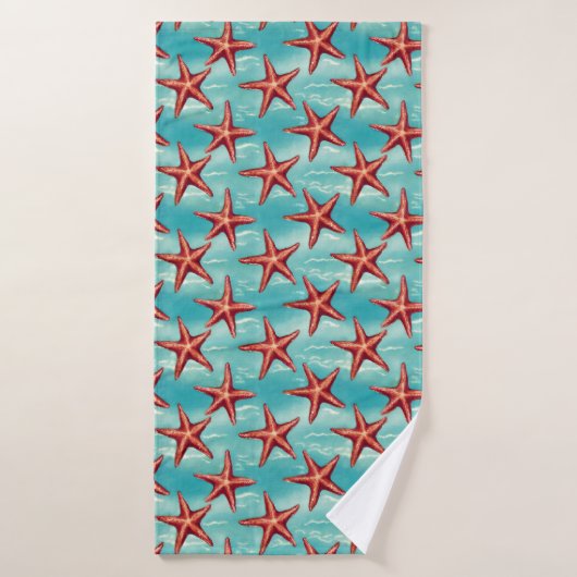 Aqua Blauwe Kust Zeester Badhanddoek (Badhanddoek)