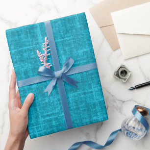 Aqua Blauwe Linnen Cadeaupapier