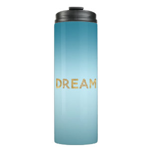 Aqua Blauwe Lucht Ombre Gouden Glitters Droom Thermosbeker